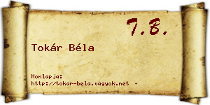 Tokár Béla névjegykártya